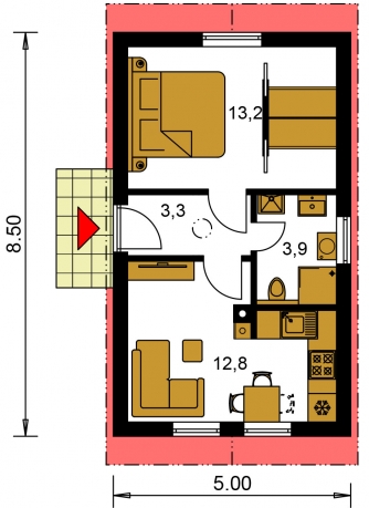 Mirror image | Floor plan of ground floor - BUNGALOW 203